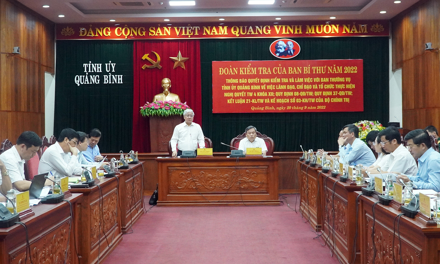 Đoàn kiểm tra 545 của Ban Bí thư Trung ương Đảng làm việc với Ban Thường vụ Tỉnh ủy Quảng Bình