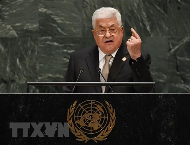 Tổng thống Palestine Mahmoud Abbas phát biểu tại khóa họp lần thứ 74 của Đại hội đồng LHQ ở New York (Mỹ) ngày 26/9/2019. (Ảnh: AFP/TTXVN)