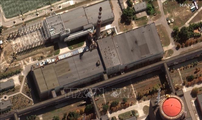 Nhà máy điện hạt nhân Zaporizhzhia ở Enerhodar, Ukraine (hình ảnh vệ tinh công bố bởi Maxar Technologies ngày 29/8/2022). Ảnh: AFP/TTXVN