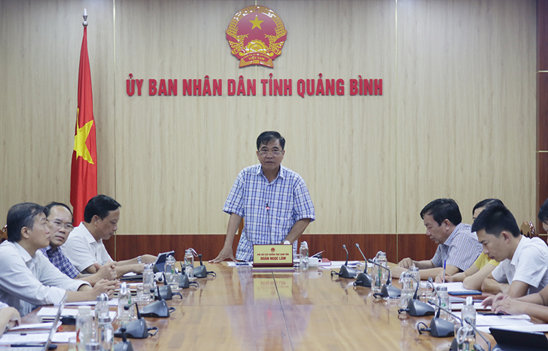 Đồng chí Phó Chủ tịch Thường trực UBND tỉnh Đoàn Ngọc Lâm phát biểu tại hội nghị.   