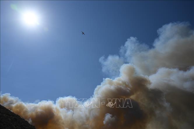 Khói bốc lên từ đám cháy rừng gây ra bởi nắng nóng nghiêm trọng tại bang California, Mỹ ngày 7/9/2022. Ảnh: AFP/TTXVN
