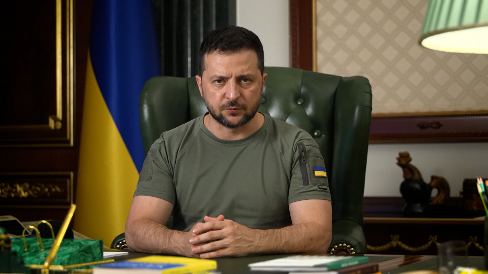 Tổng thống Ukraine Volodymyr Zelensky phát biểu đêm 11/9. Ảnh: Văn phòng Tổng thống Ukraine