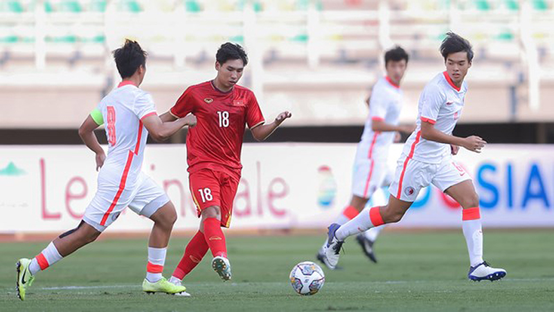 Đinh Xuân Tiến thuộc biên chế Sông Lam Nghệ An, vừa lập cú đúp cho U20 Việt Nam. (Ảnh: AFC)