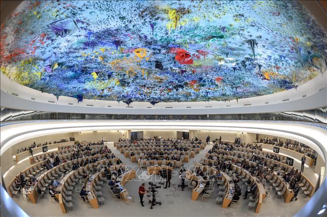 Toàn cảnh lễ khai mạc Khóa họp lần thứ 50 Hội đồng Nhân quyền LHQ tại Geneva, Thụy Sĩ, ngày 13/6/2022. Ảnh: AFP/TTXVN