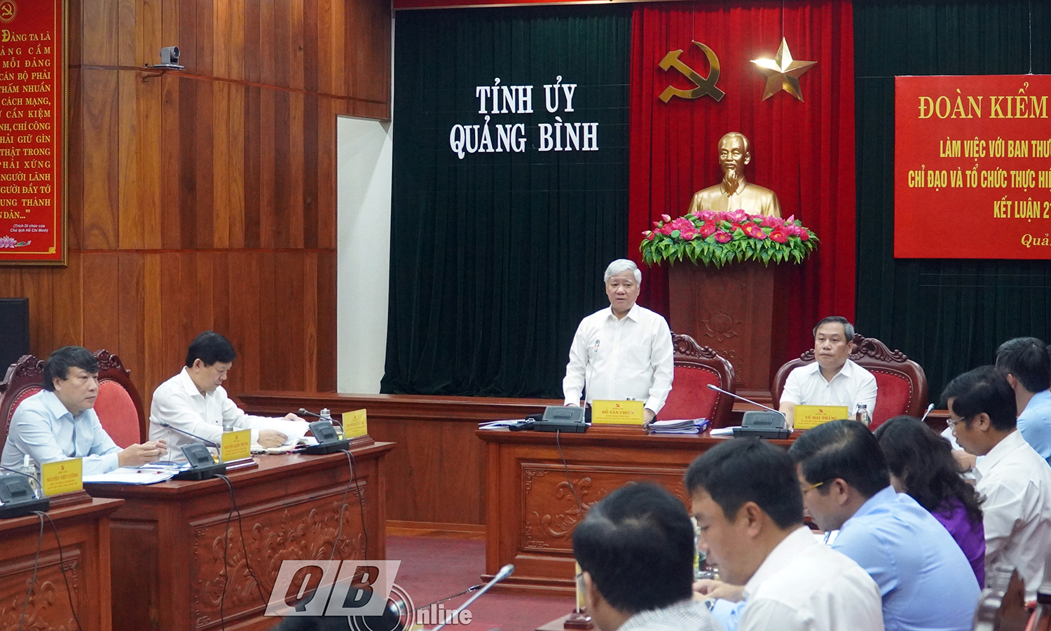 Đồng chí Đỗ Văn Chiến, Bí thư Trung ương Đảng, Chủ tịch Ủy ban Trung ương MTTQVN, Trưởng đoàn kiểm tra 545 phát biểu tại buổi làm việc.