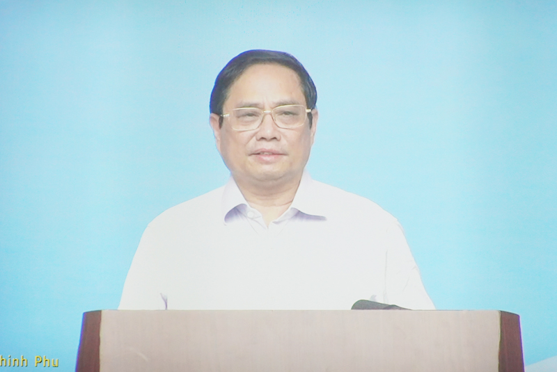 Thủ tướng Chính phủ Phạm Minh Chính phát biểu chỉ đạo tại hội nghị (ảnh chụp qua màn hình)