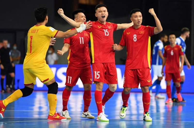 Futsal Việt Nam lần thứ 4 liên tiếp vào tứ kết sân chơi châu lục. Ảnh: VFF