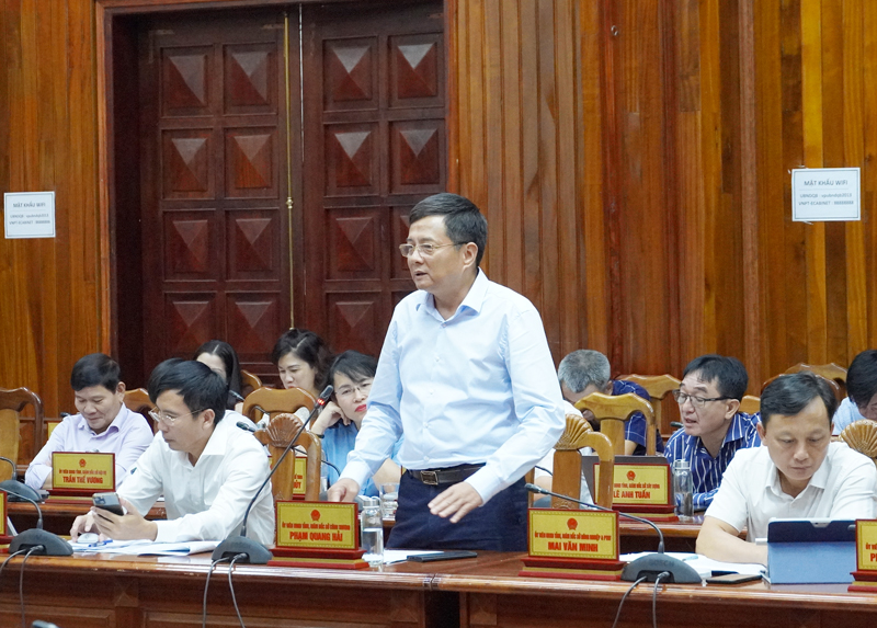 Đồng chí Giám đốc Sở Công Thương Phạm Quảng Hải phát biểu tại phiên họp.
