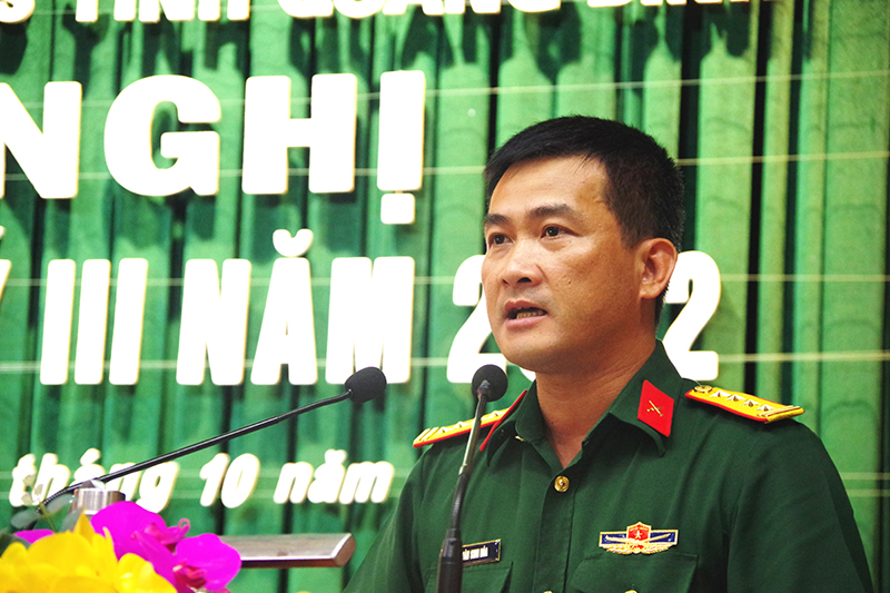 Đại tá Đoàn Sinh Hòa, Chỉ huy trưởng Bộ Chỉ huy Quân sự tỉnh kết luận hội nghị