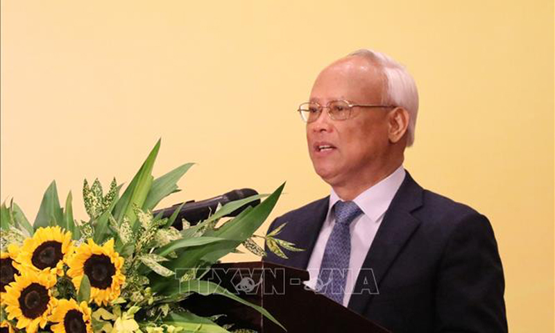 Ông Uông Chu Lưu, nguyên Ủy viên Trung ương Đảng, nguyên Phó Chủ tịch Quốc hội, Chủ tịch Uỷ ban Hoà bình Việt Nam phát biểu tại buổi chia sẻ thông tin về hòa bình. 