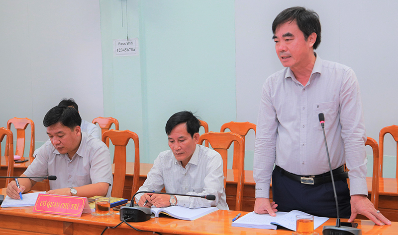Đồng chí Trưởng ban Nội chính Tỉnh ủy Nguyễn Lương Bình phát biểu tại buổi nghiệm thu.