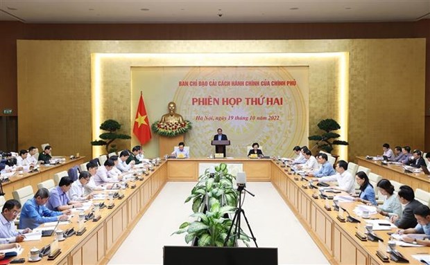 Quang cảnh Phiên họp thứ hai Ban Chỉ đạo cải cách thủ tục hành chính. (Ảnh: Dương Giang/TTXVN)