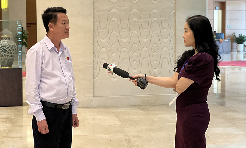 Đại biểu Trần Quang Minh trả lời phỏng vấn Đài Truyền hình Việt Nam bên lề kỳ họp