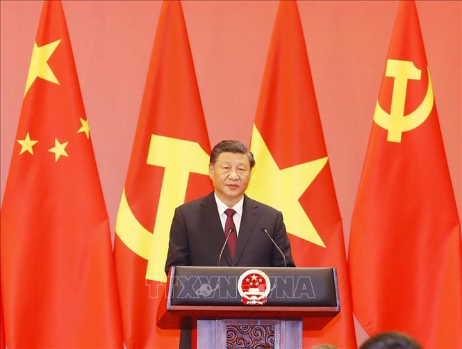 Tổng Bí thư, Chủ tịch Trung Quốc Tập Cận Bình phát biểu tại buổi lễ. Ảnh: Trí Dũng/TTXVN.