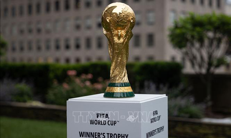  Cúp vô địch bóng đá thế giới, tại một sự kiện ở New York, Mỹ, ngày 16/6/2022. Ảnh: AFP/TTXVN