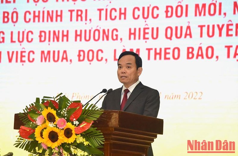 Bí thư Thành ủy Hải Phòng Trần Lưu Quang phát biểu tại Hội nghị.