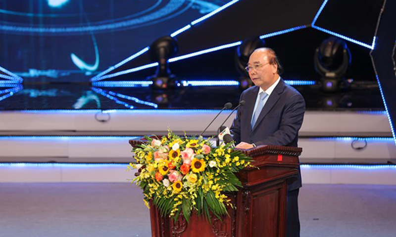 Chủ tịch nước Nguyễn Xuân Phúc phát biểu tại buổi lễ. (Ảnh: Minh Sơn/Vietnam+)