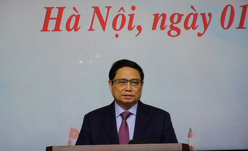 Thủ tướng Chính phủ Phạm Minh Chính phát biểu tại kết luận hội nghị. (Ảnh chụp qua màn hình)
