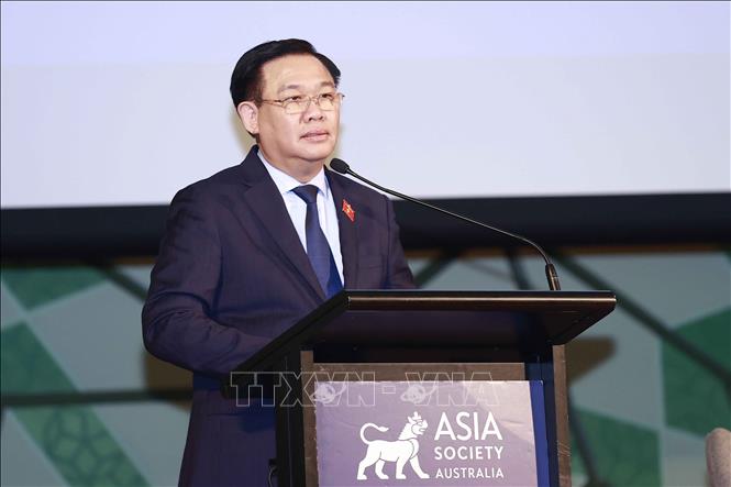 Chủ tịch Quốc hội Vương Đình Huệ phát biểu tại Diễn đàn hợp tác kinh tế Việt Nam - Australia. Ảnh: Doãn Tấn/TTXVN