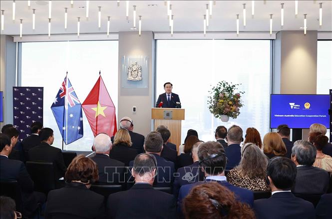  Chủ tịch Quốc hội Vương Đình Huệ dự Diễn đàn hợp tác giáo dục Việt Nam - Australia. Ảnh: Doãn Tấn/TTXVN