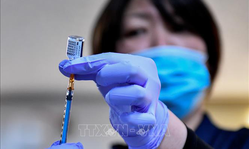 Nhân viên y tế chuẩn bị mũi tiêm vaccine ngừa COVID-19 tại Ichihara, tỉnh Chiba, Nhật Bản ngày 17/2/2021. Ảnh minh họa: AFP/TTXVN