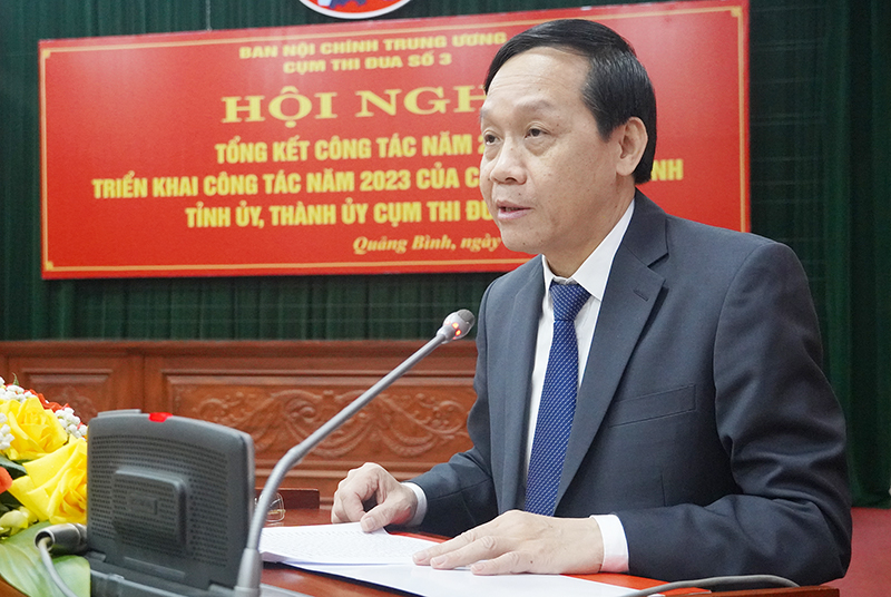 Đồng chí Phó trưởng Ban Nội chính Trung ương Nguyễn Thanh Hải phát biểu kết luận hội nghị.