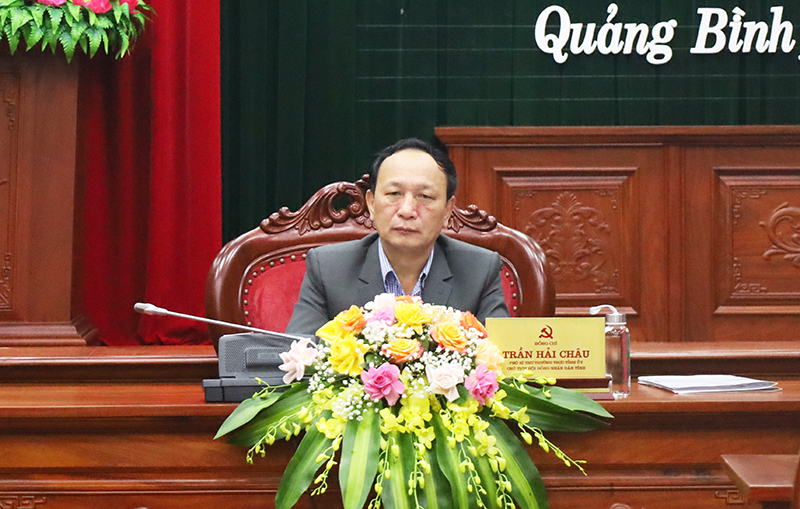 Đồng chí đồng chí Phó Bí thư Thường trực Tỉnh ủy, Trưởng ban Chỉ đạo xây dựng cơ sở tỉnh Trần Hải Châu chủ trì hội nghị.