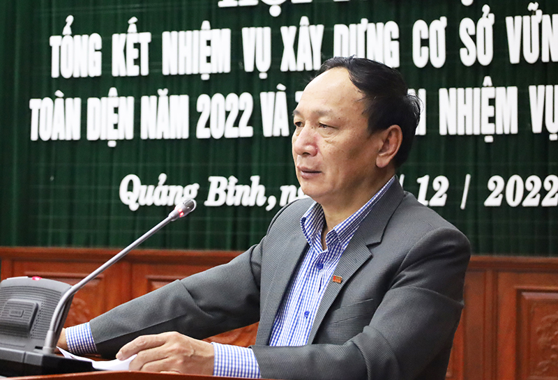   Đồng chí đồng chí Phó Bí thư Thường trực Tỉnh ủy, Trưởng ban Chỉ đạo xây dựng cơ sở tỉnh Trần Hải Châu phát biểu kết luận hội nghị.