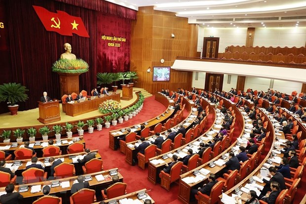 Quang cảnh hội nghị lần thứ 6 Ban Chấp hành Trung ương Đảng. (Nguồn: TTXVN)