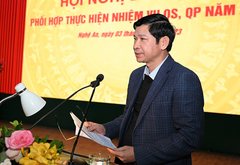 Đồng chí Hồ An Phong, Tỉnh ủy viên, Phó Chủ tịch UBND tỉnh Quảng Bình dự, phát biểu tại hội nghị. 