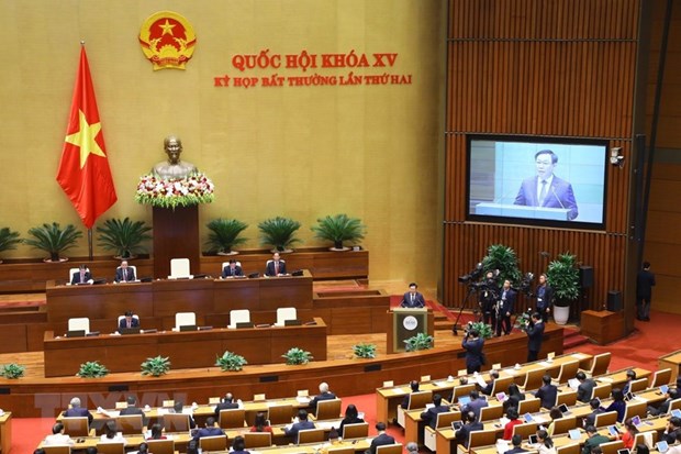 Kỳ họp bất thường lần thứ 2 diễn ra dưới sự chủ trì của Chủ tịch Quốc hội Vương Đình Huệ. (Ảnh: TTXVN)