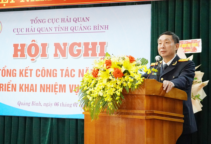 Phó Tổng Cục trưởng Tổng Cục Hải quan Hoàng Việt Cường phát biểu tại hội nghị.