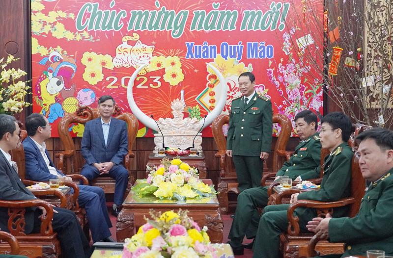 Đại tá Trịnh Thanh Bình, Chỉ huy trưởng Bộ Chỉ huy BĐBP tỉnh báo cáo khái quát công tác sẵn sàng chiến đấu của đơn vị trong dịp tết