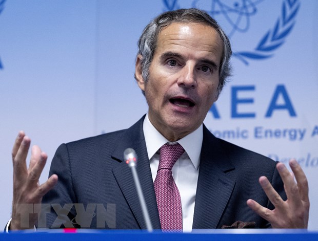 Tổng giám đốc Cơ quan Năng lượng nguyên tử quốc tế (IAEA) Rafael Grossi tại cuộc họp ở Vienna, Áo. (Ảnh: AFP/TTXVN)