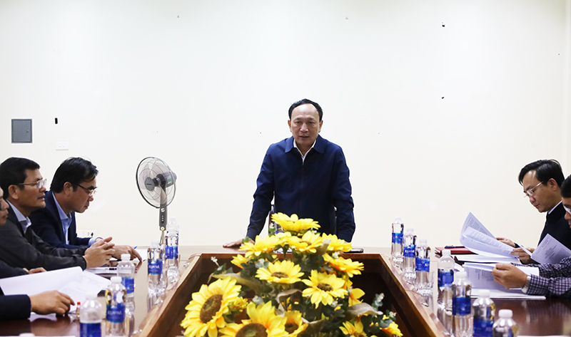 Đồng chí Trần Hải Châu phát biểu tại buổi làm việc với Ban Quản lý cửa khẩu quốc tế Cha Lo.