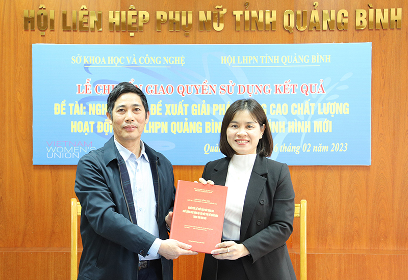 Chuyển giao kết quả nghiên cứu, nâng cao chất lượng hoạt động cho Hội Liên hiệp Phụ nữ tỉnh Quảng Bình. 