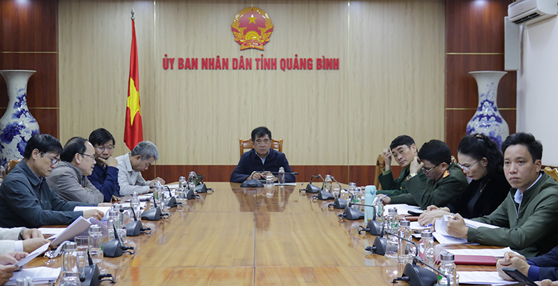 Đồng chí Đoàn Ngọc Lâm, Phó Chủ tịch Thường trực UBND tỉnh chủ trì hội nghị tại điểm cầu tỉnh Quảng Bình.