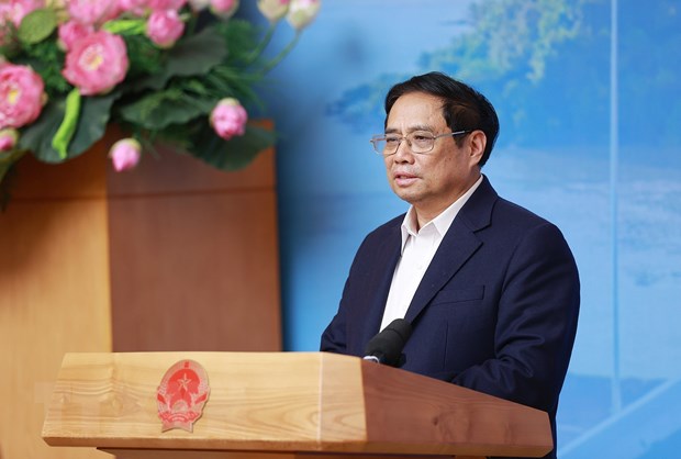 Thủ tướng Phạm Minh Chính chủ trì hội nghị. (Ảnh: Dương Giang/TTXVN)