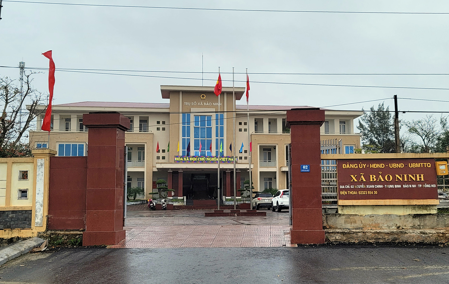 Trụ sở xã Bảo Ninh, nơi ông Nguyễn Ngọc Hiếu đang đương chức Bí thư Đảng ủy xã.