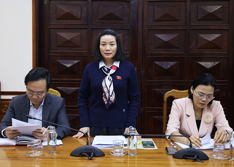 Đồng chí Nguyễn Minh Tâm phát biểu, nêu những nội dung cần phân tích, làm rõ tại buổi làm việc.