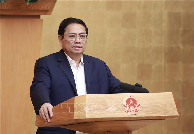 Thủ tướng Phạm Minh Chính phát biểu tại Phiên họp Chính phủ thường kỳ tháng 2. Ảnh: Dương Giang/TTXVN