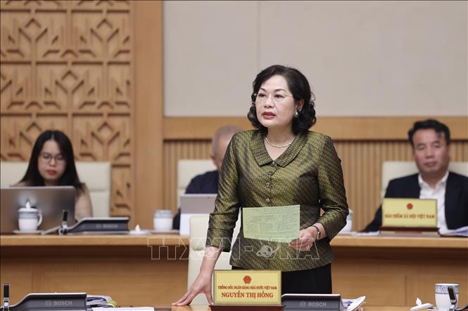Thống đốc Ngân hàng Nhà nước Việt Nam Nguyễn Thị Hồng phát biểu. Ảnh: Dương Giang/TTXVN