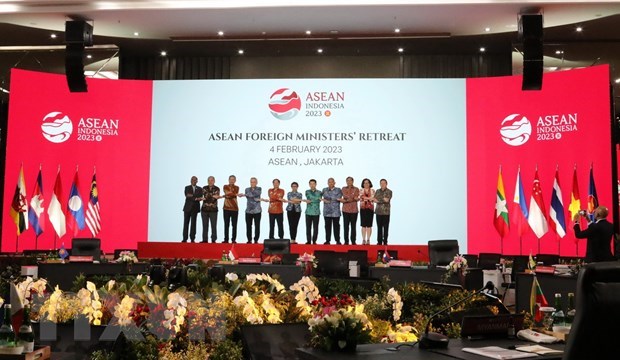 Hội nghị hẹp Bộ trưởng Ngoại giao ASEAN 2023. (Ảnh: Đào Trang/TTXVN)