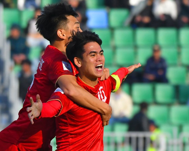 Khuất Văn Khang ghi bàn thắng đẹp mắt nhưng không thể giúp U20 Việt Nam giành vé đi tiếp tại Vòng chung kết U20 châu Á 2023. (Ảnh: VFF)