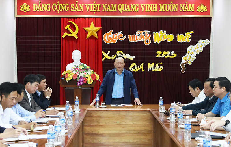  Đồng chí Phó Bí thư Thường trực Tỉnh ủy Trần Hải Châu phát biểu tại buổi làm việc.