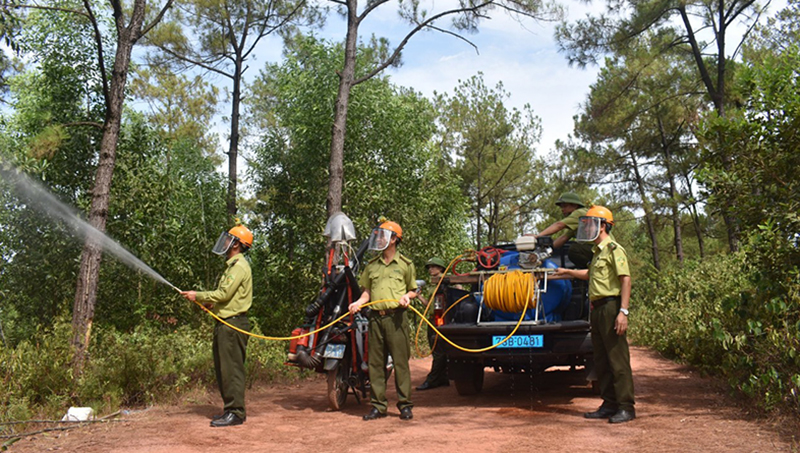 Lực lượng Kiểm lâm diễn tập phương án phòng cháy, chữa cháy rừng.