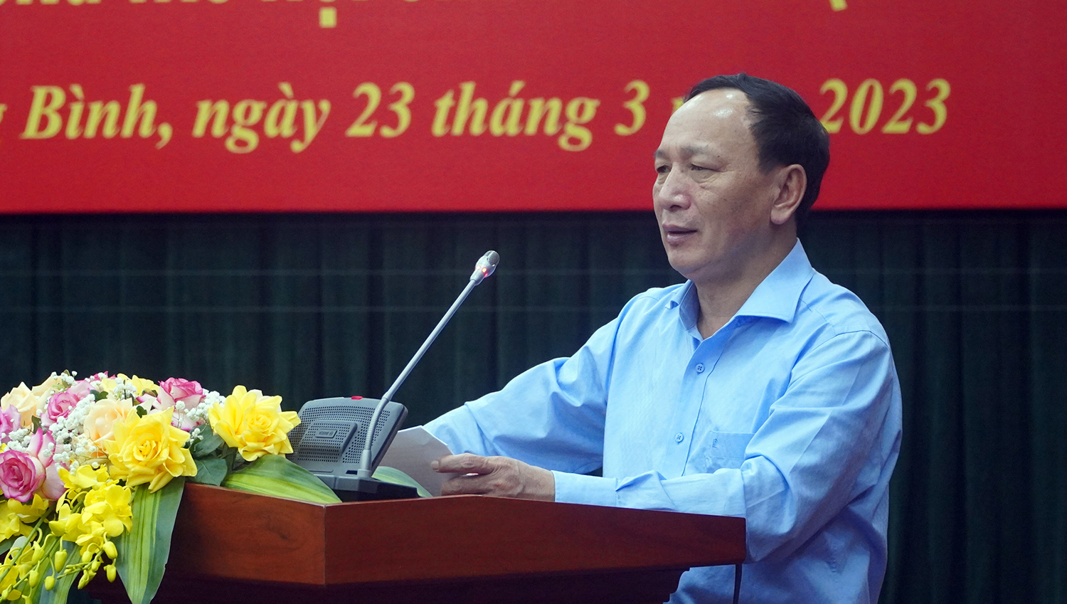 Đồng chí Phó Bí thư Thường trực Tỉnh ủy Trần Hải Châu phát biểu kết luận hội nghị