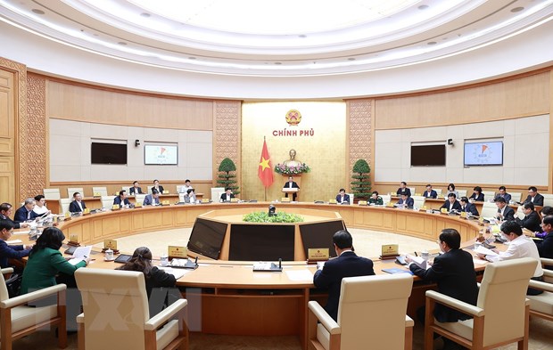 Phiên họp Chính phủ chuyên đề về xây dựng pháp luật tháng 3/2023. (Ảnh: Dương Giang/TTXVN)