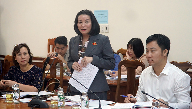 Đồng chí Nguyễn Minh Tâm, Tỉnh ủy viên, Ủy viên Ủy ban TPQH, Phó trưởng đoàn chuyên trách Đoàn ĐBQH tỉnh phát biểu tại buổi khảo sát