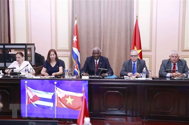 Chủ tịch Quốc hội Chính quyền Nhân dân nước Cộng hòa Cuba Esteban Lazo Hernandez phát biểu. (Ảnh: Doãn Tấn/TTXVN)